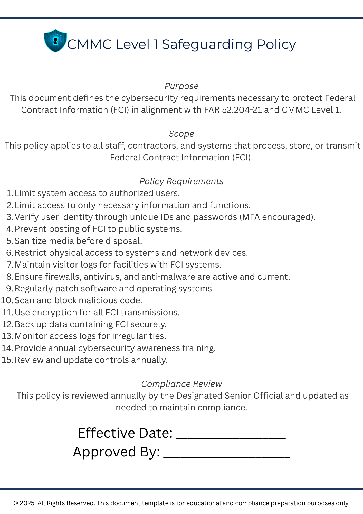 CMMC Level 1 Compliance Made Simple – Self-Assessment Guide for DoD & Federal Contractors