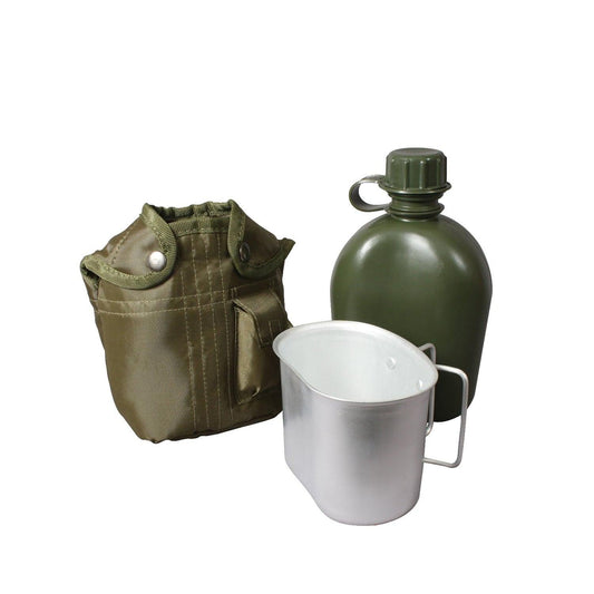 3 Piece Canteen Kit With Cover & Aluminum Cup - Tactical Choice Plus