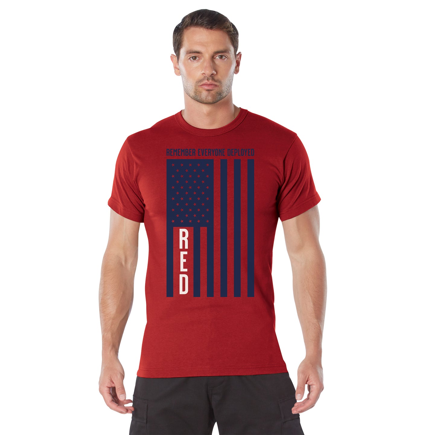 R.E.D. (Remember Everyone Deployed) T-Shirt with Solid Blue Flag