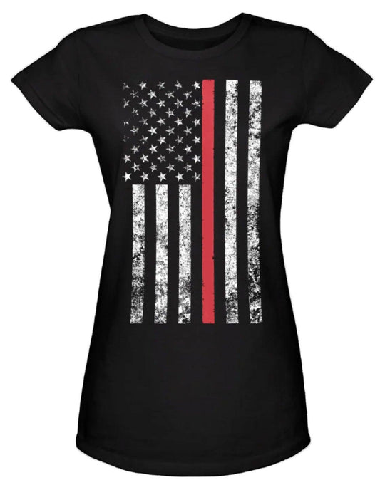 Womens Thin Red Line Longer T-Shirt - Tactical Choice Plus