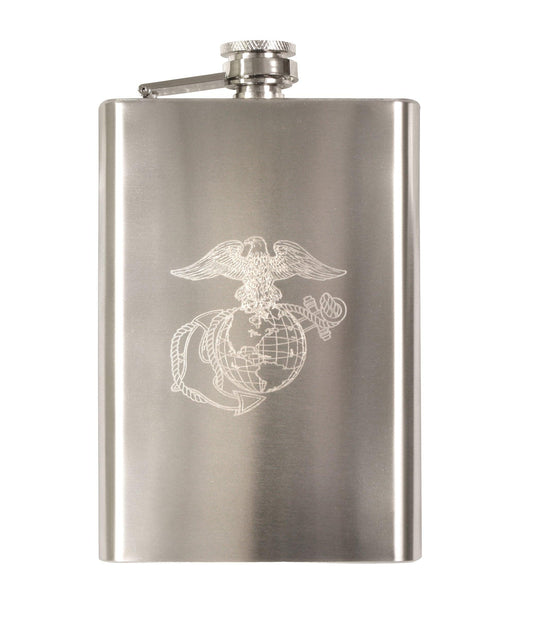 Engraved USMC Stainless Steel Flask - Tactical Choice Plus