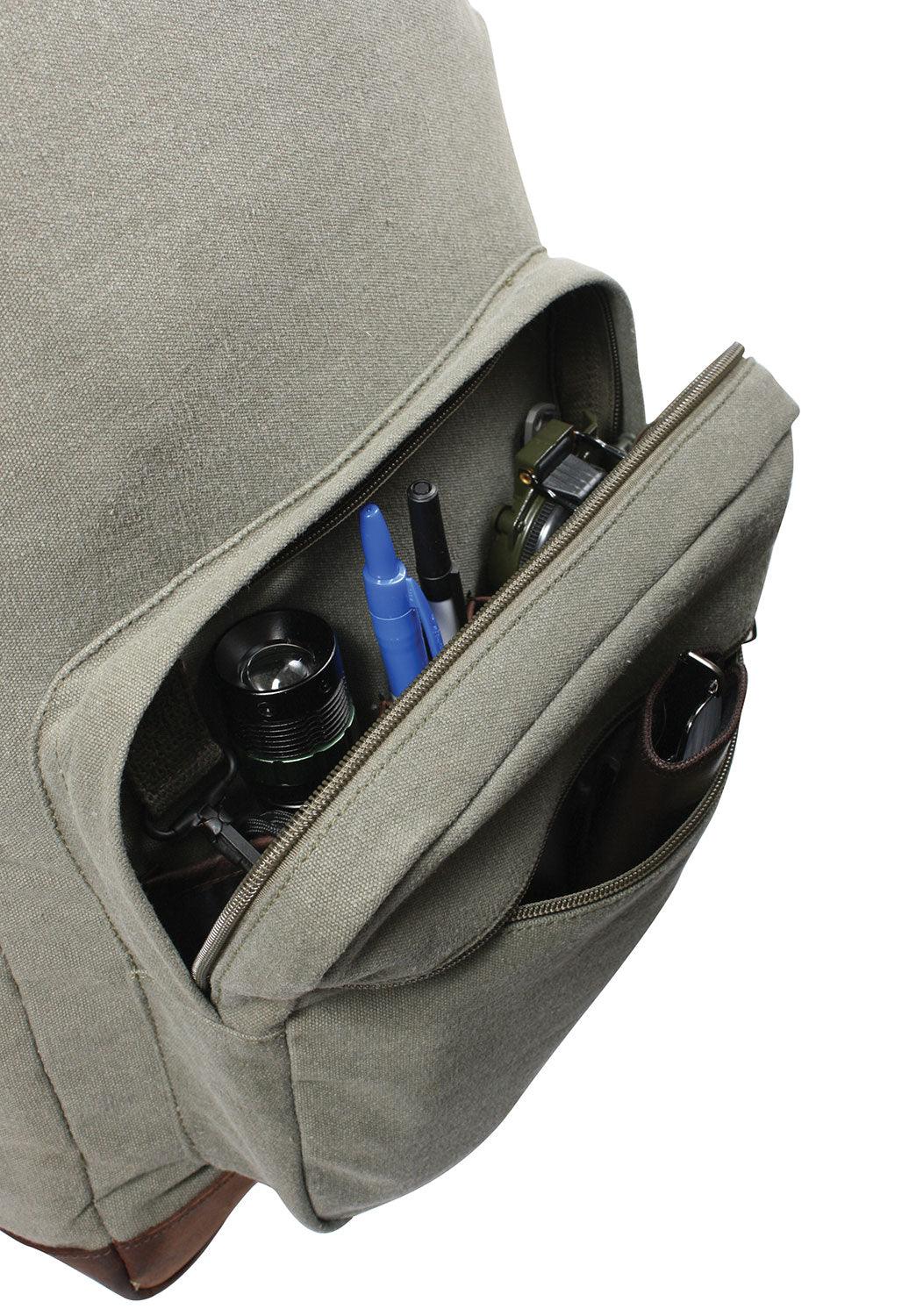 Vintage Canvas Teardrop Backpack With Leather Accents - Tactical Choice Plus