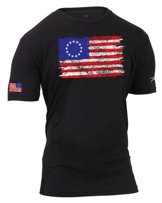 Colonial Betsy Ross Flag T-Shirt - Black - Tactical Choice Plus