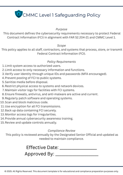 CMMC Level 1 Compliance Made Simple – Self-Assessment Guide for DoD & Federal Contractors