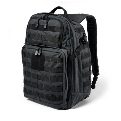Black tactical backpack on a white background