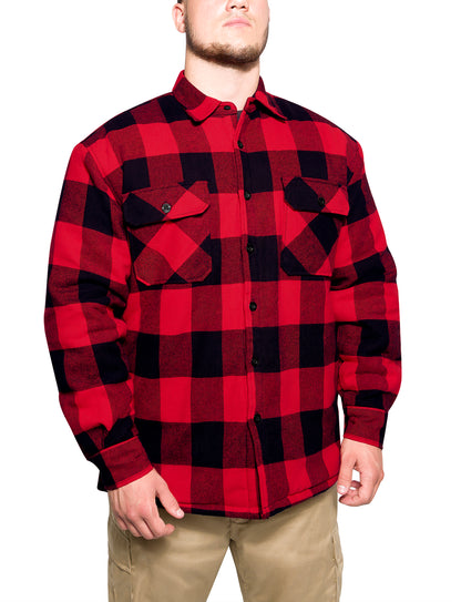 Buffalo Plaid Quilted Lined Jacket - Red