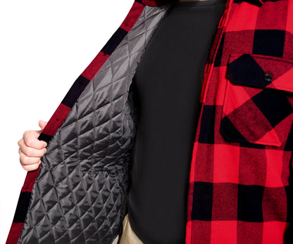 Buffalo Plaid Quilted Lined Jacket - Red