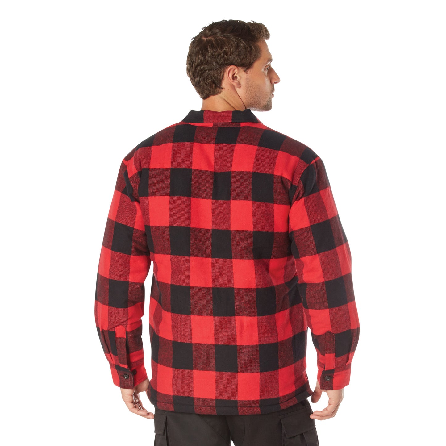 Buffalo Plaid Quilted Lined Jacket - Red