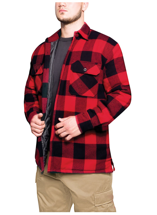 Buffalo Plaid Quilted Lined Jacket - Red - Tactical Choice Plus