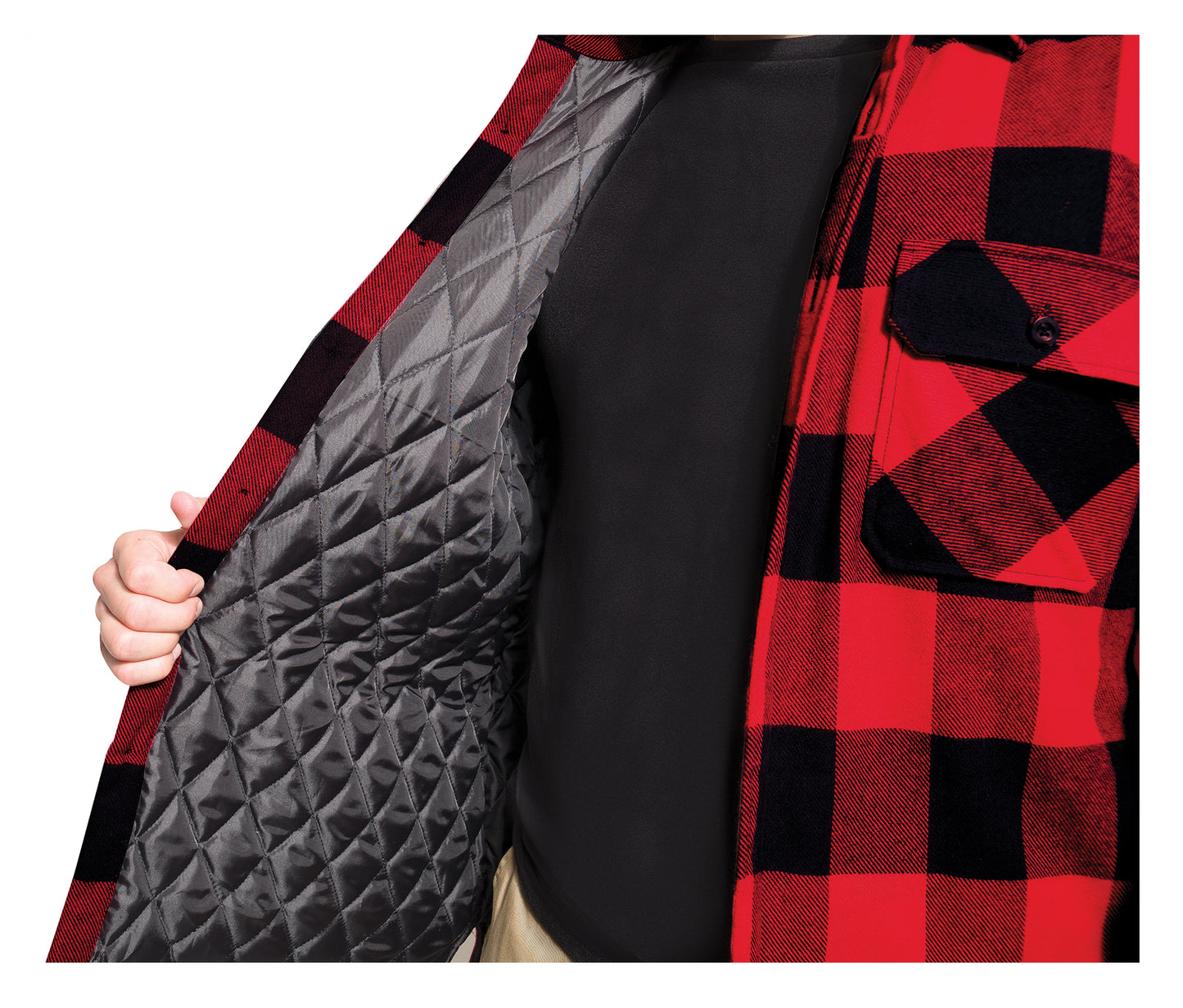Buffalo Plaid Quilted Lined Jacket - Red