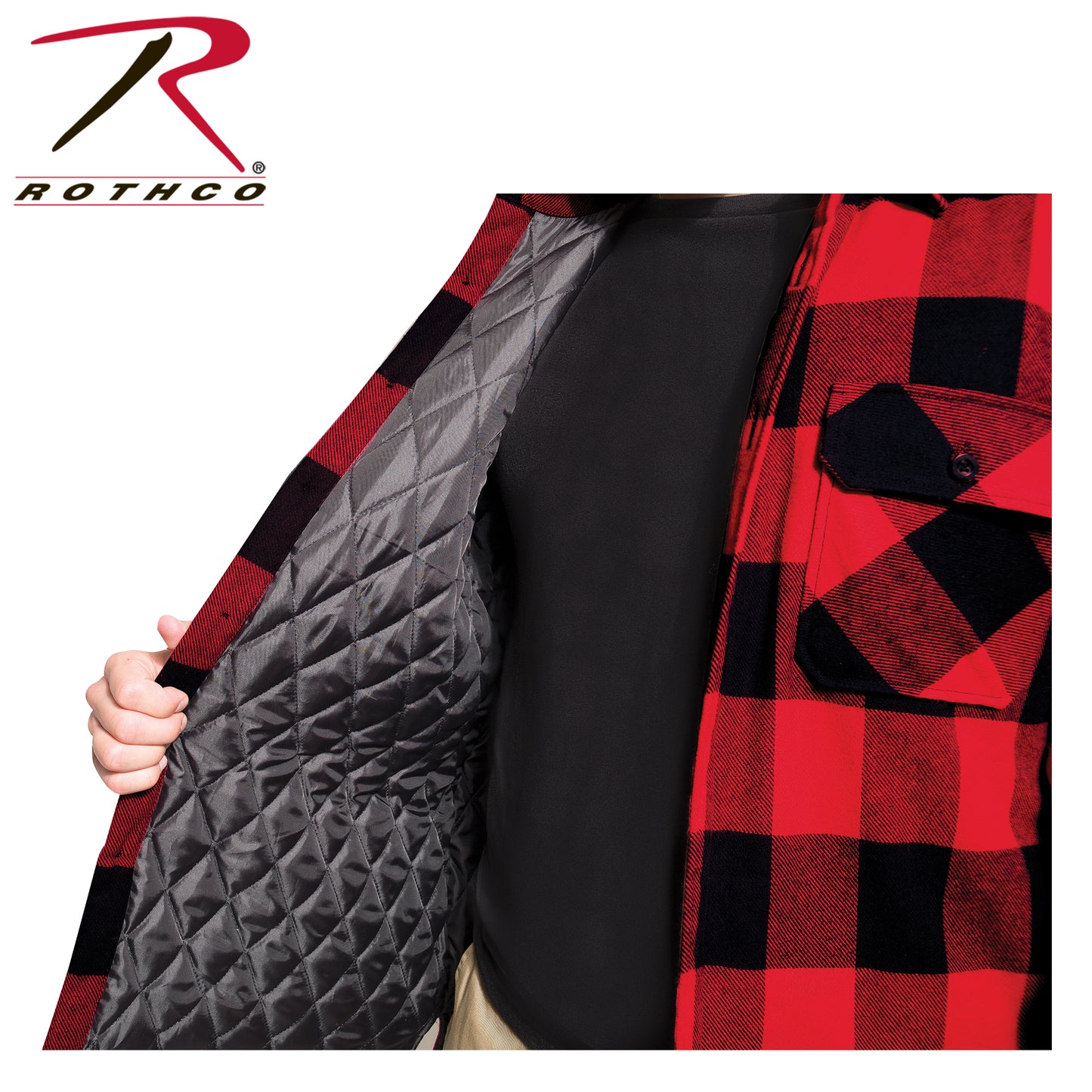 Buffalo Plaid Quilted Lined Jacket - Red