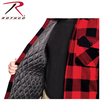 Buffalo Plaid Quilted Lined Jacket - Red