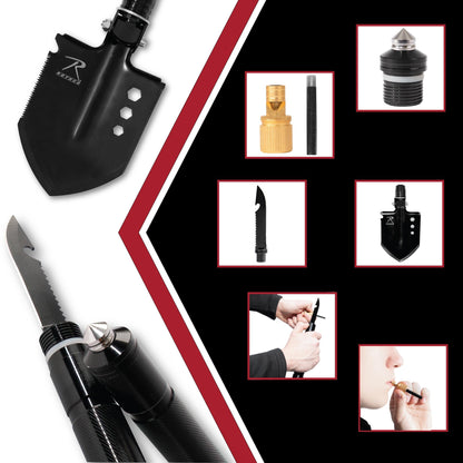 Rothco 8-in-1 Multi-Tool Survival Shovel / Portable Camping Entrenching Tool - Stainless Steel - Tactical Choice Plus