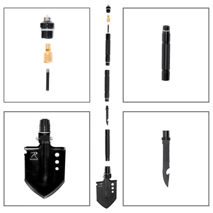 Rothco 8-in-1 Multi-Tool Survival Shovel / Portable Camping Entrenching Tool - Stainless Steel - Tactical Choice Plus