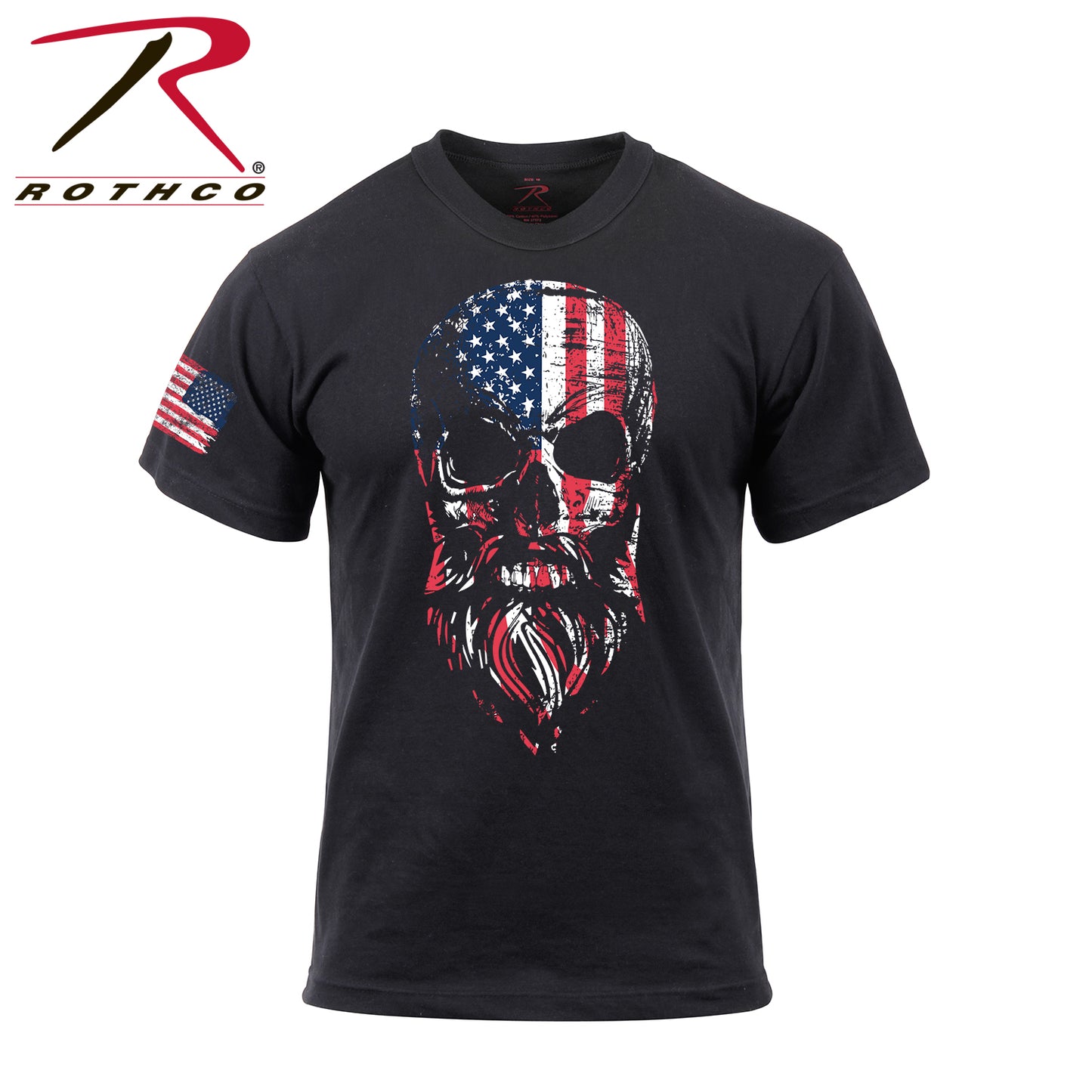 US Flag Bearded Skull T-Shirt