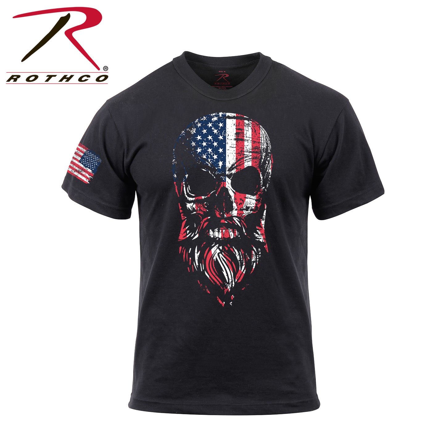 US Flag Bearded Skull T-Shirt