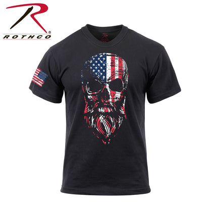 US Flag Bearded Skull T-Shirt