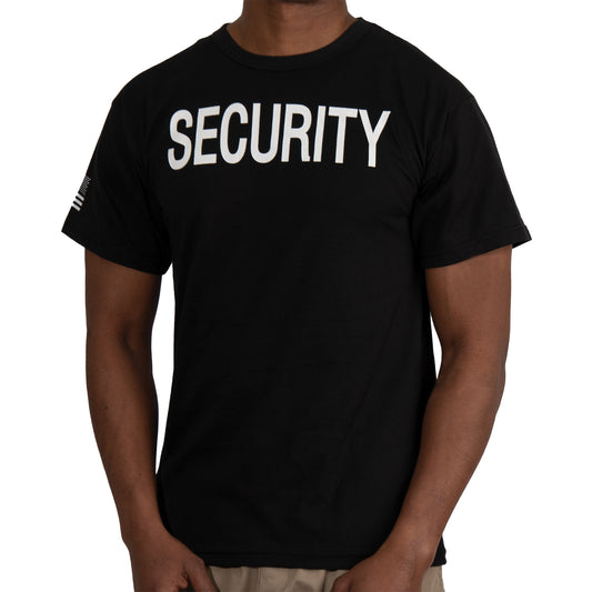 Rothco 2-Sided Security T-Shirt with US Flag On Sleeve - Black - Tactical Choice Plus
