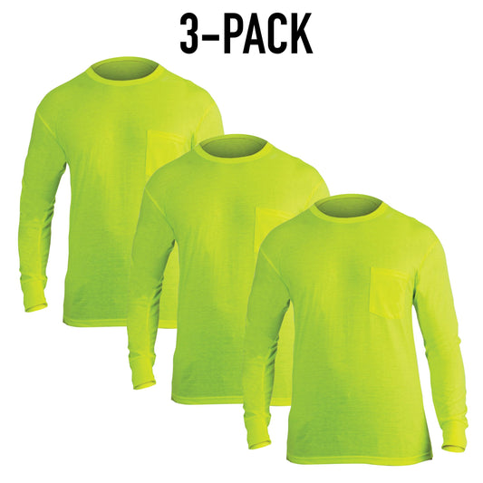 Moisture Wicking Long Sleeve Pocket T-Shirt - Safety Green - Tactical Choice Plus