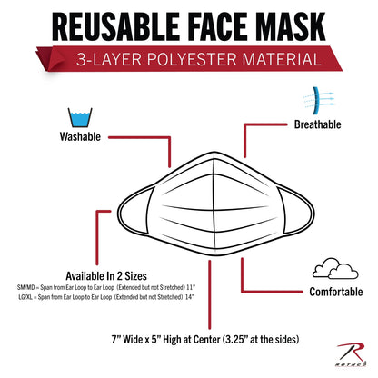 Rothco Camo 3-Layer Polyester Face Mask - Tactical Choice Plus