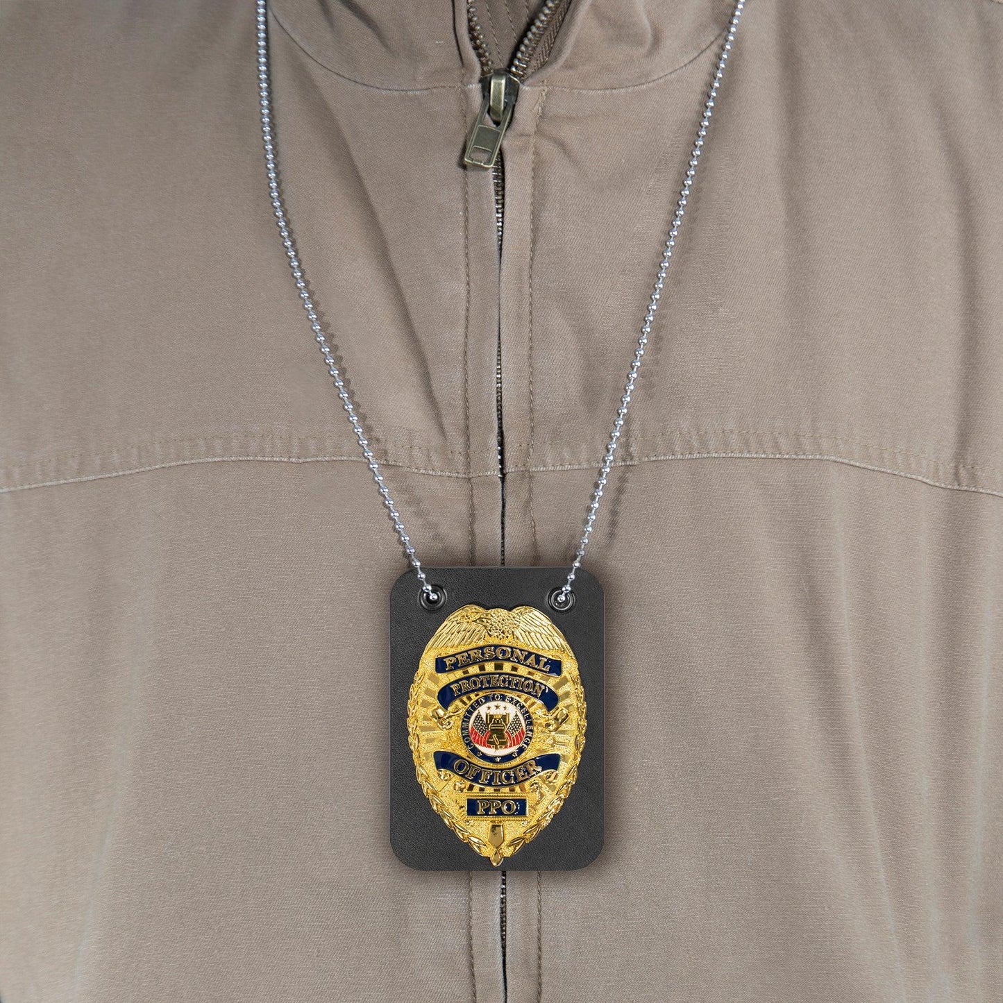 Badge Chain Low Profile Leather Badge Holder with Chain – Tactical Choice Plus