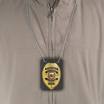 Low Profile Leather Badge Holder with Chain - Tactical Choice Plus