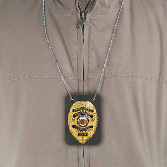 Low Profile Leather Badge Holder with Chain - Tactical Choice Plus