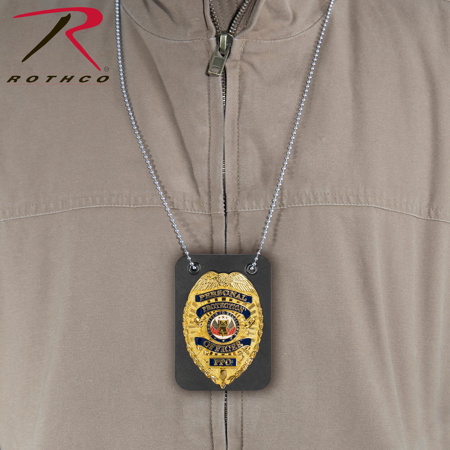 Rothco Low Profile Leather Badge Holder with Chain - Tactical Choice Plus