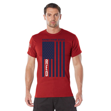 R.E.D. (Remember Everyone Deployed) T-Shirt with Solid Blue Flag - Tactical Choice Plus