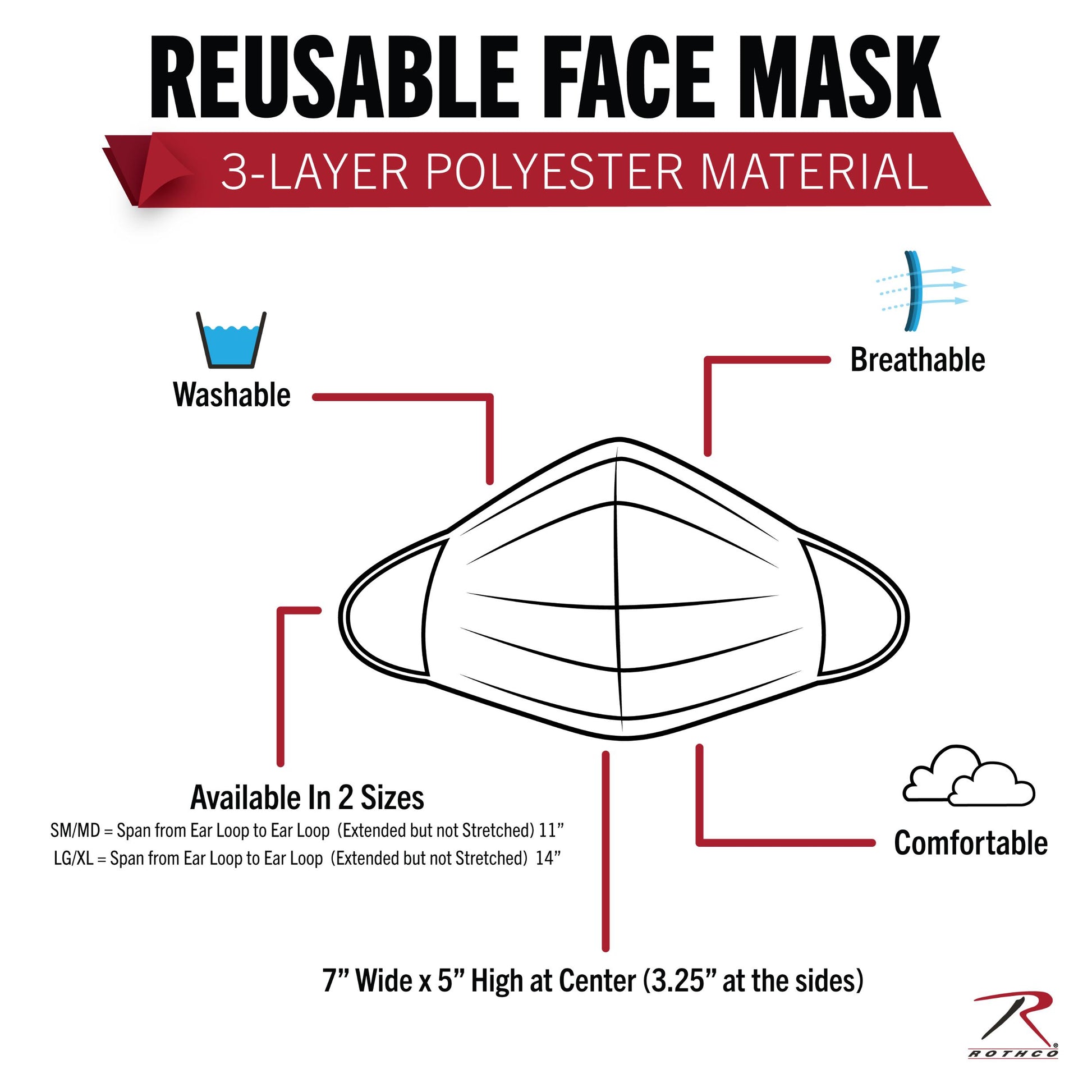 Rothco Reusable 3-Layer Face Mask - Tactical Choice Plus