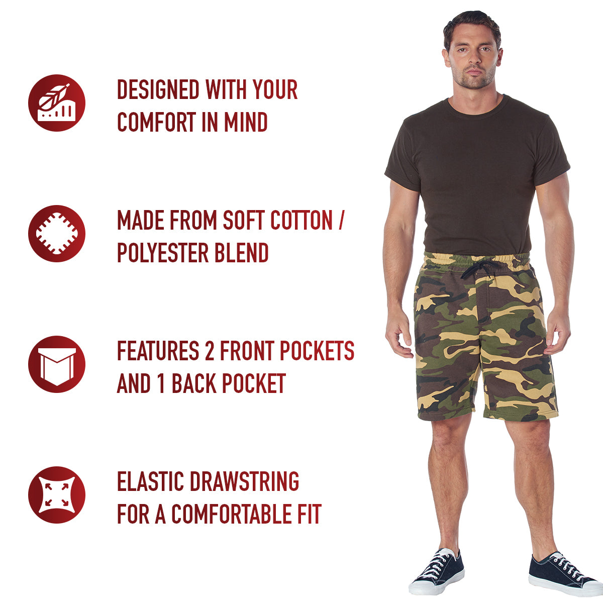 Camo & Solid Color Sweatshorts