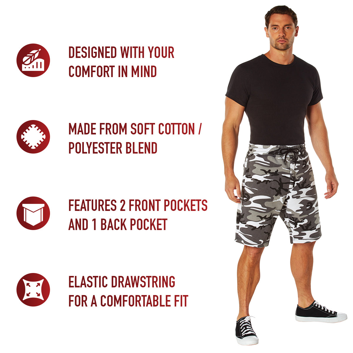 Camo & Solid Color Sweatshorts