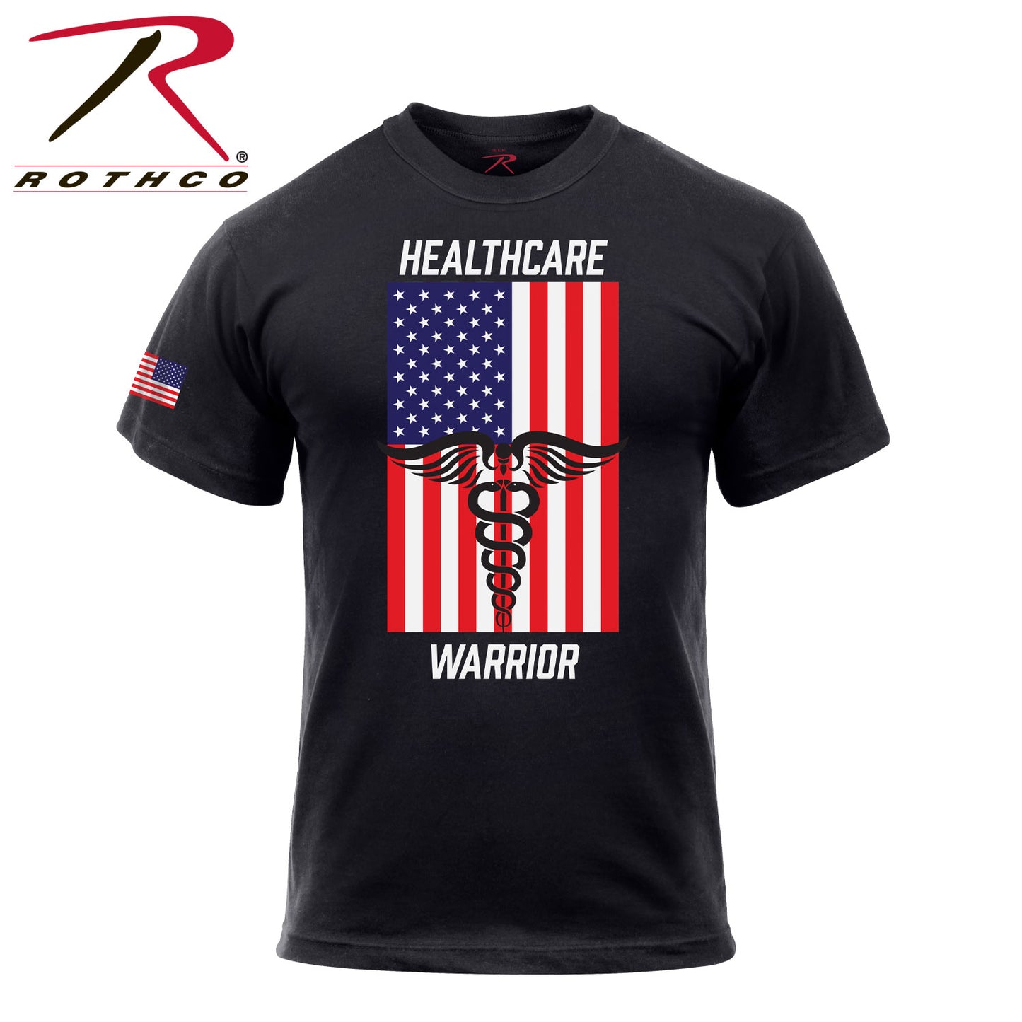 Healthcare Warrior US Flag T-Shirt - Black