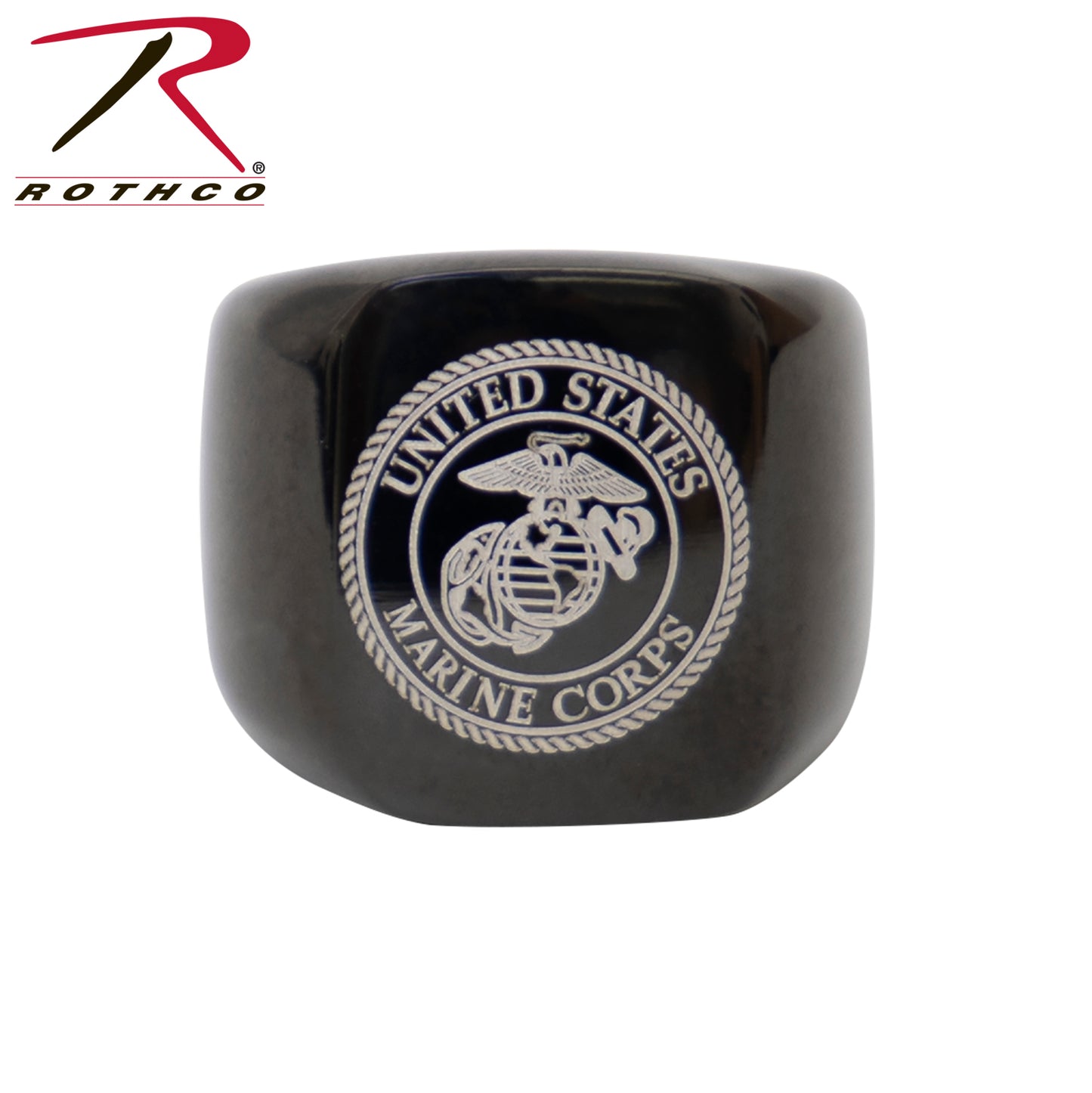 Stainless Steel USMC Eagle, Globe and Anchor Ring - Black