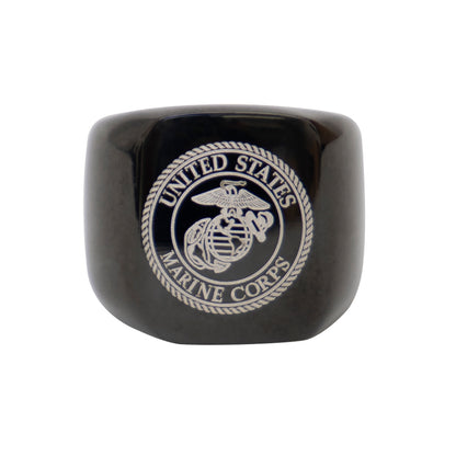 Stainless Steel USMC Eagle, Globe and Anchor Ring - Black