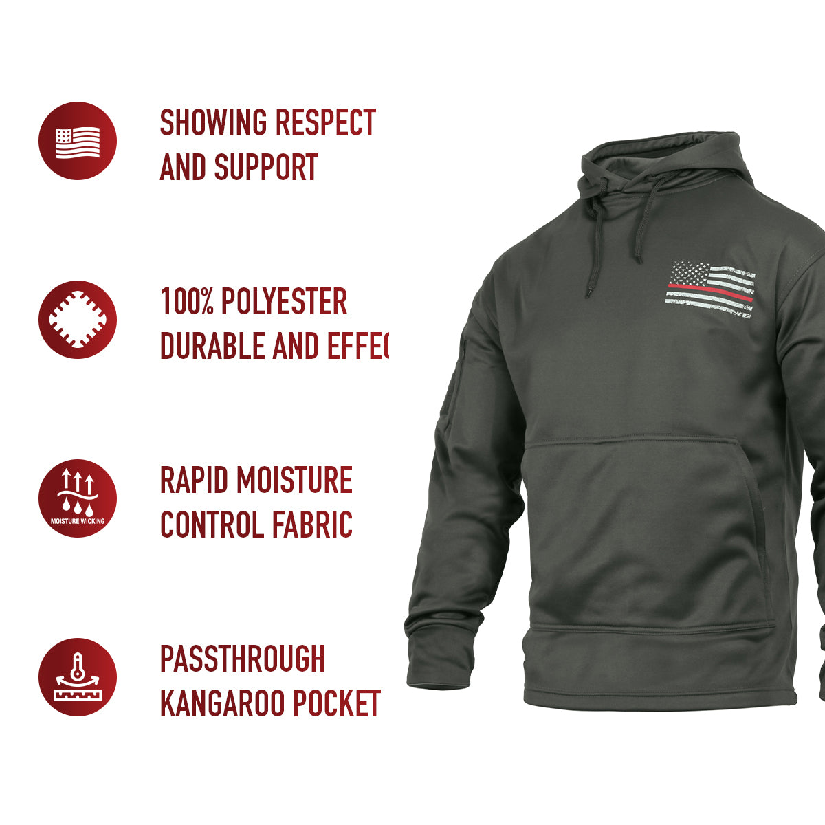 Concealed Carry Thin Red Line Hoodie