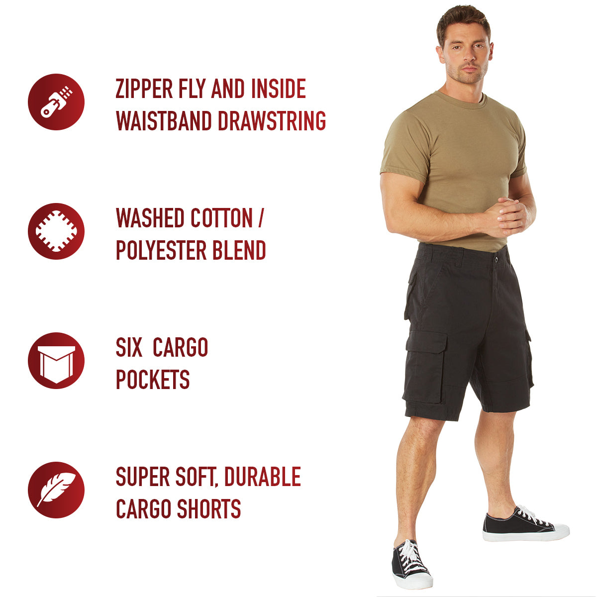 Vintage Solid Paratrooper Cargo Shorts