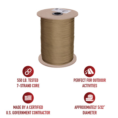 Nylon Paracord 550lb 1000 Foot Spool