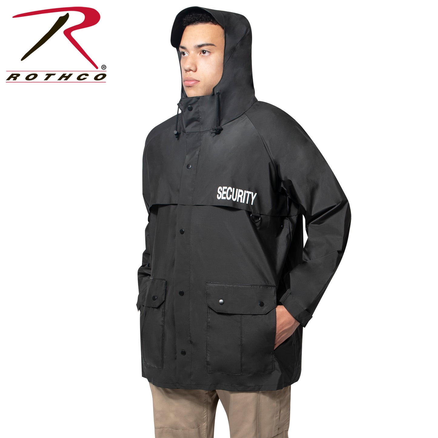Security Nylon Rain Jacket - Black