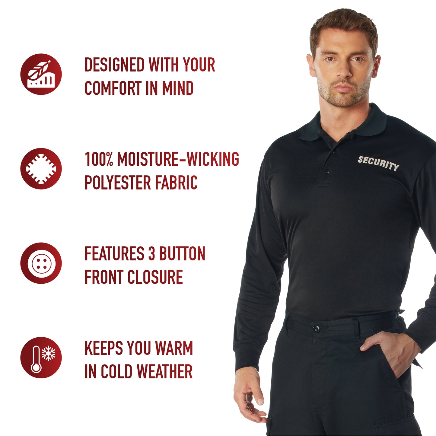 Moisture Wicking Long Sleeve Security Polo