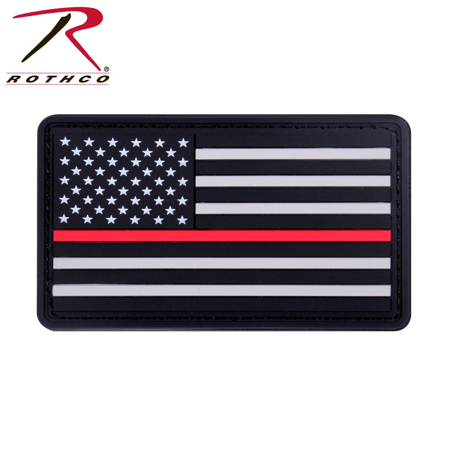 Rothco Rubber Thin Red Line Flag Patch - Hook Back - Tactical Choice Plus