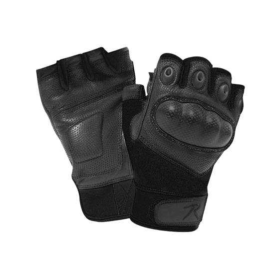 Fingerless Cut Resistant Carbon Hard Knuckle Gloves - Black - Tactical Choice Plus