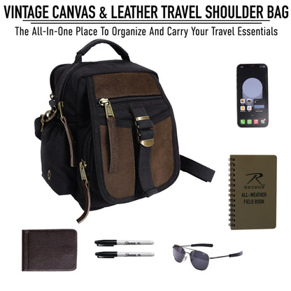 Vintage Canvas & Leather Travel Shoulder Bag - Tactical Choice Plus