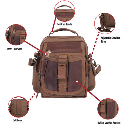 Vintage Canvas & Leather Travel Shoulder Bag - Tactical Choice Plus