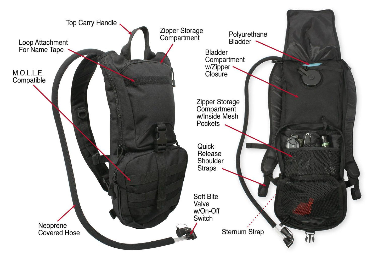 Rapid Trek Hydration Pack - Black - Tactical Choice Plus