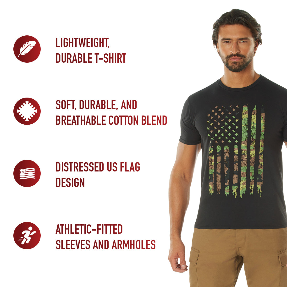 Distressed US Flag Athletic Fit T-Shirt