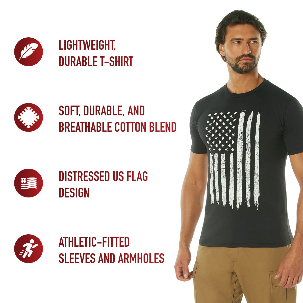 Distressed US Flag Athletic Fit T-Shirt