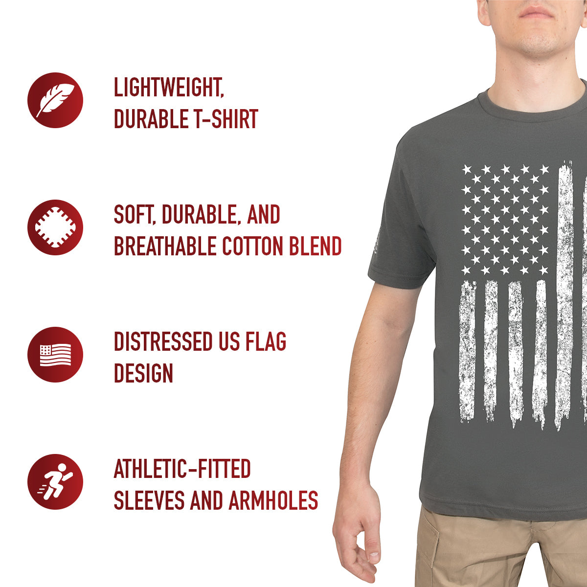 Distressed US Flag Athletic Fit T-Shirt