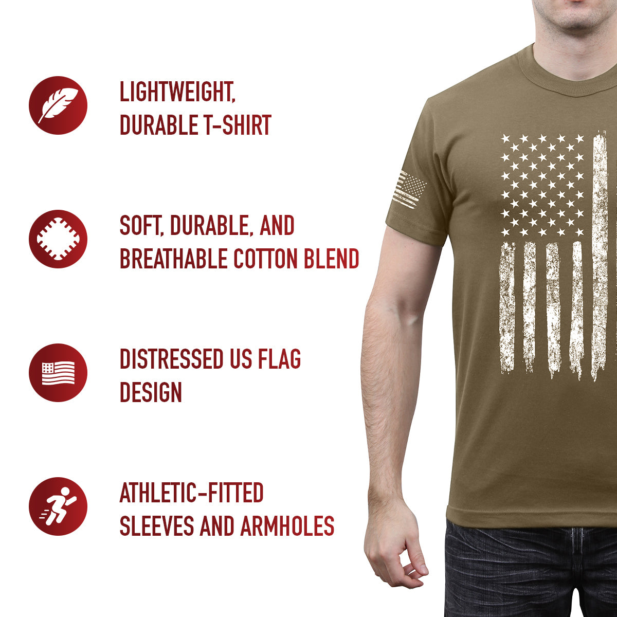 Distressed US Flag Athletic Fit T-Shirt