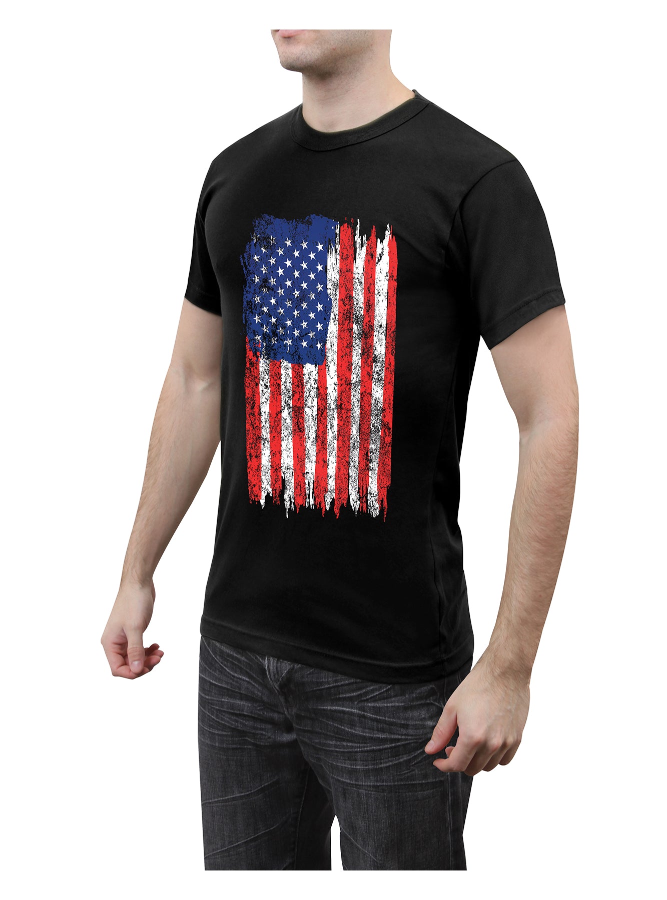 Distressed US Flag Athletic Fit T-Shirt